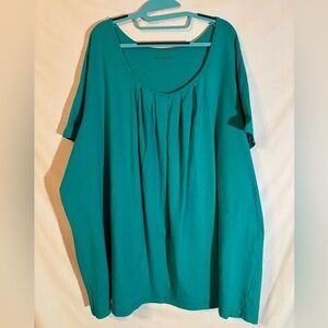 Roaman's Relaxed Teal Short Sleeve Blouse